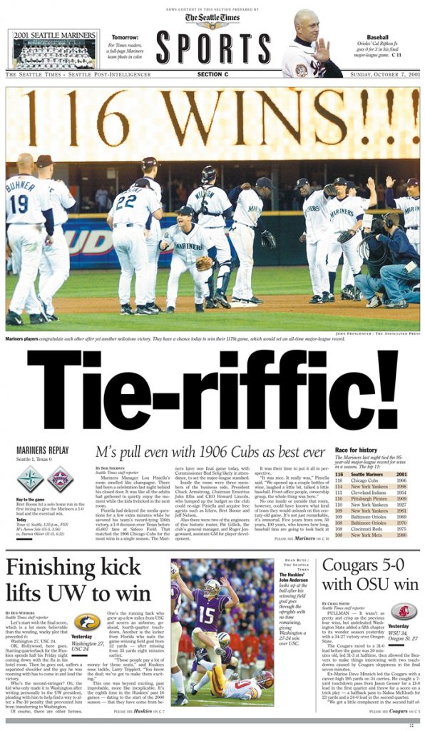 2001 Mariners Win 116 Games